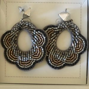 Stella & Dot Silver Dove Statement Earrings